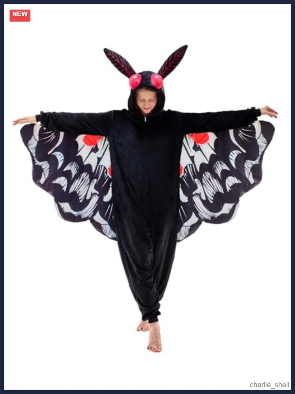 Unisex Adult Onesie Pajamas Mothman Costume Sleepwear Flannel Fleece